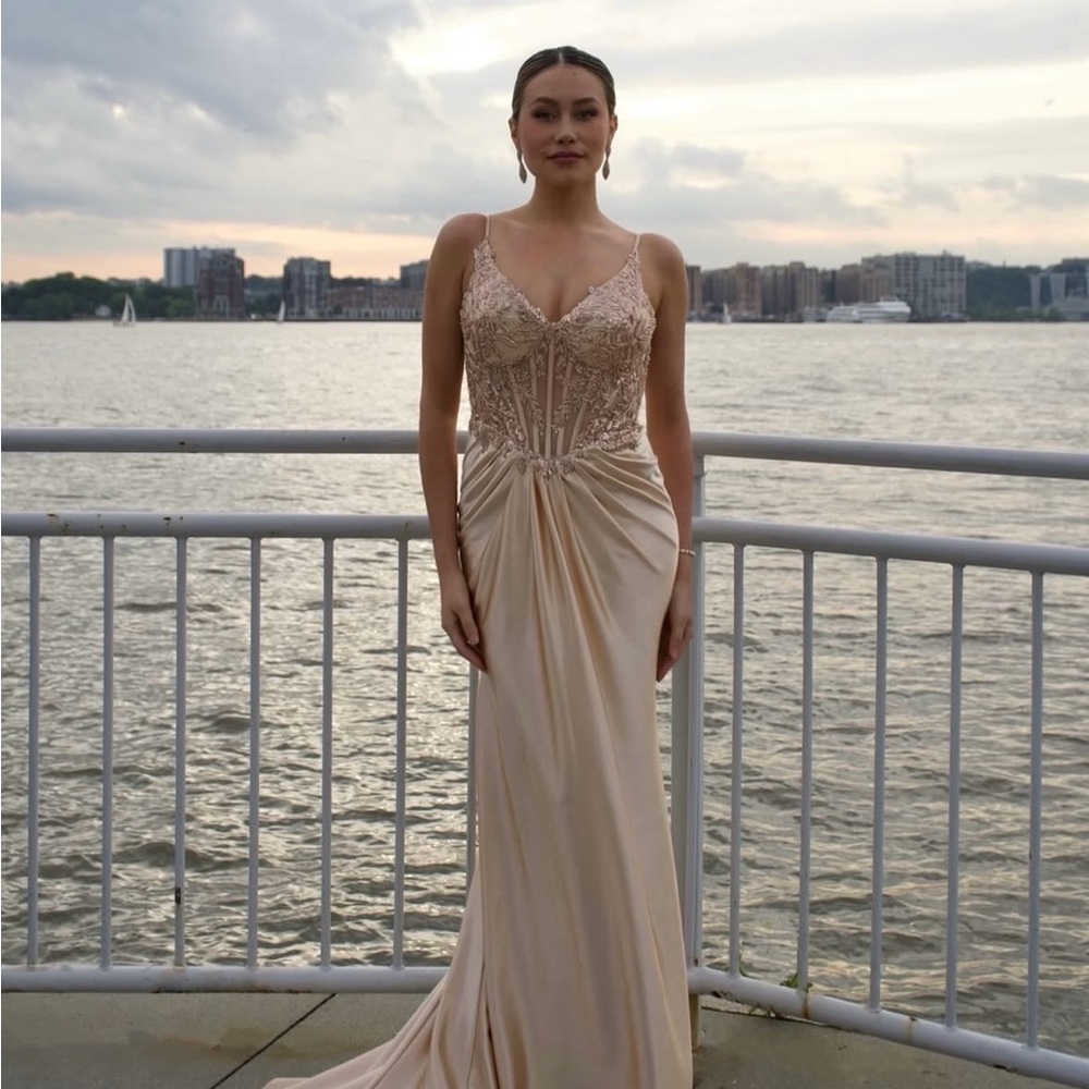 Elegant Cream Evening Gown